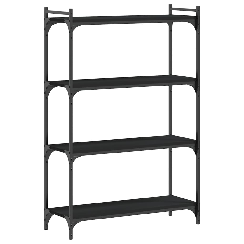 Bokhylla 4 hyllplan svart 80x30x120 cm konstruerat trä