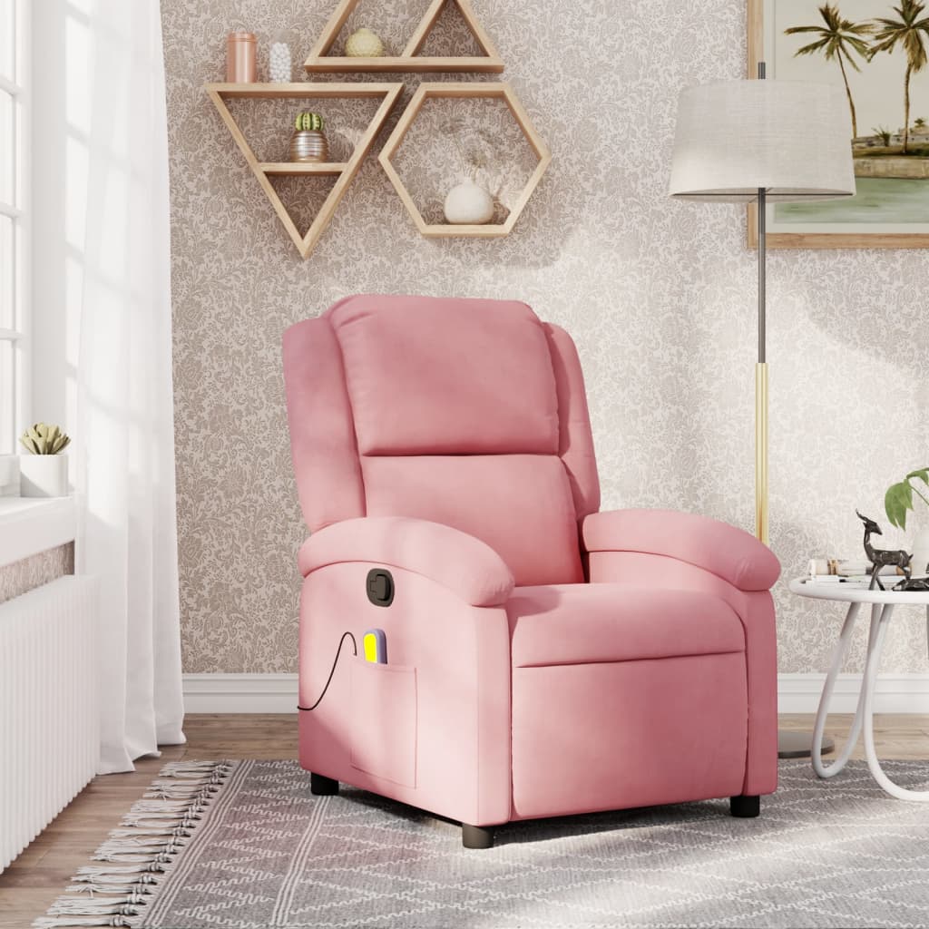 Massagefåtölj rosa sammet