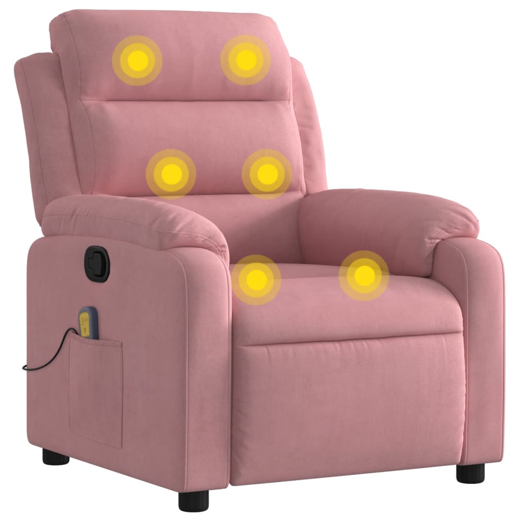 Massagefåtölj rosa sammet