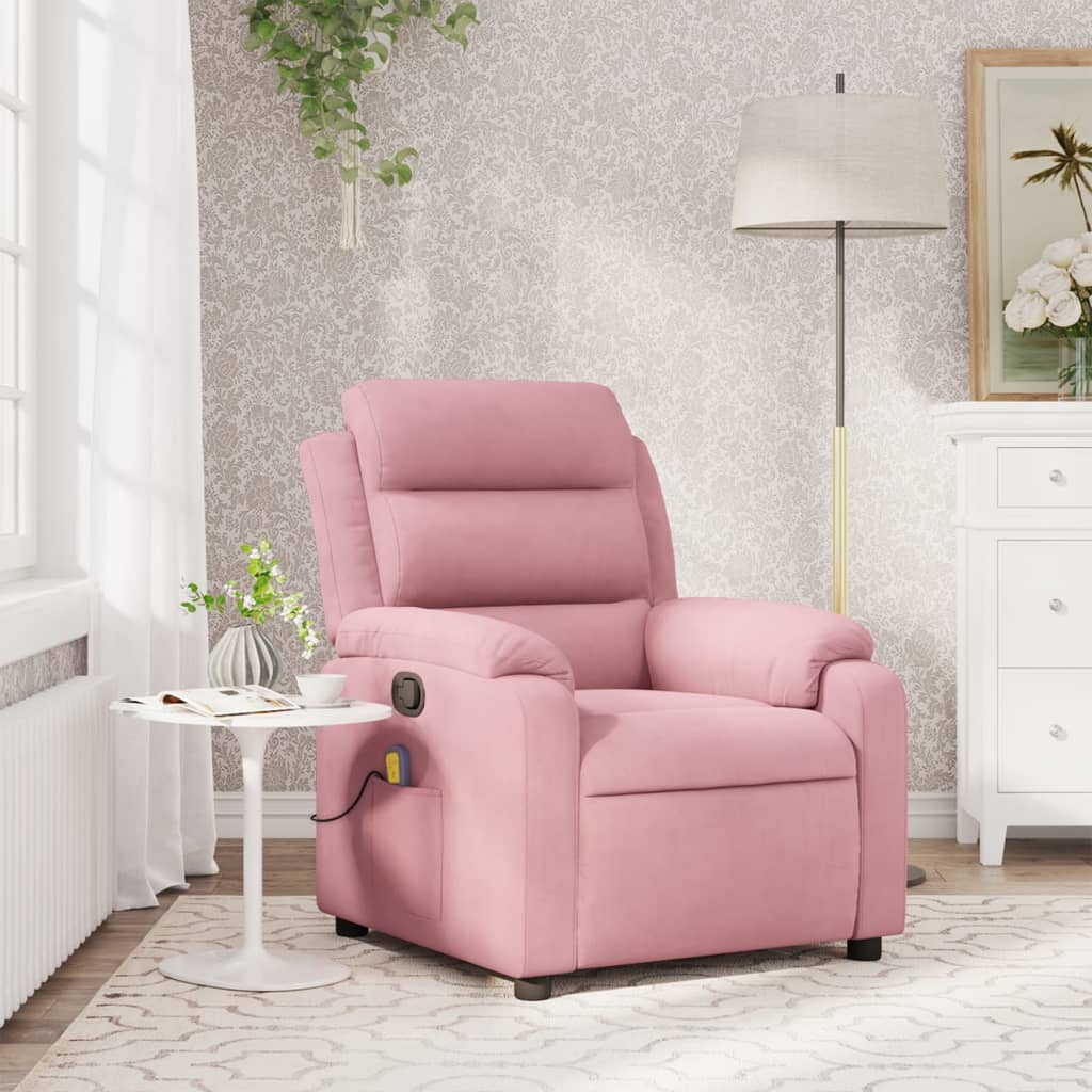 Massagefåtölj rosa sammet