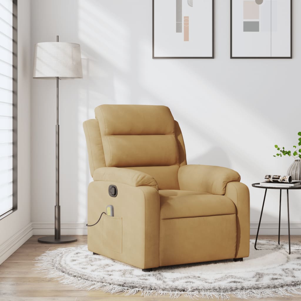 Massagefåtölj brun sammet