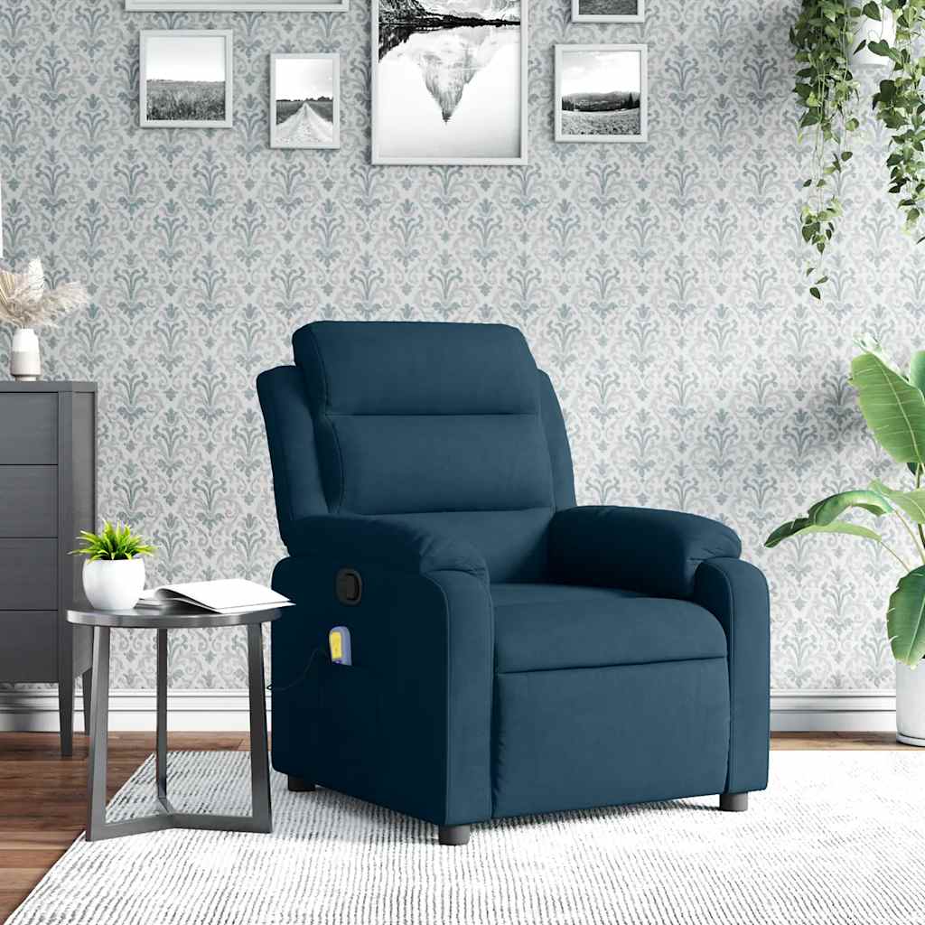 Massagefåtölj blå sammet