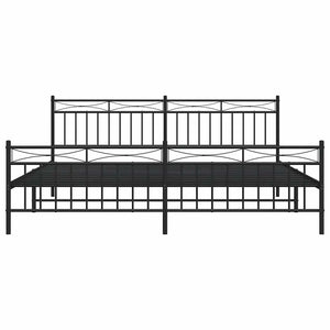 Sängram med huvudgavel och fotgavel svart metall 193x203 cm