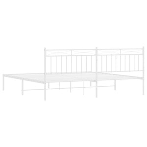 Sängram med huvudgavel metall vit 200x200 cm