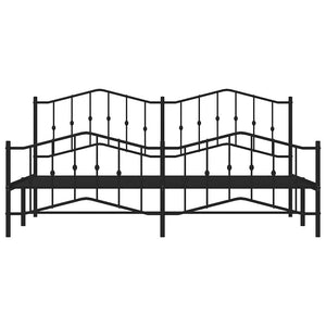Sängram med huvudgavel och fotgavel svart metall 193x203 cm
