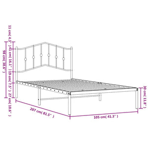 Sängram med huvudgavel metall vit 100x200 cm