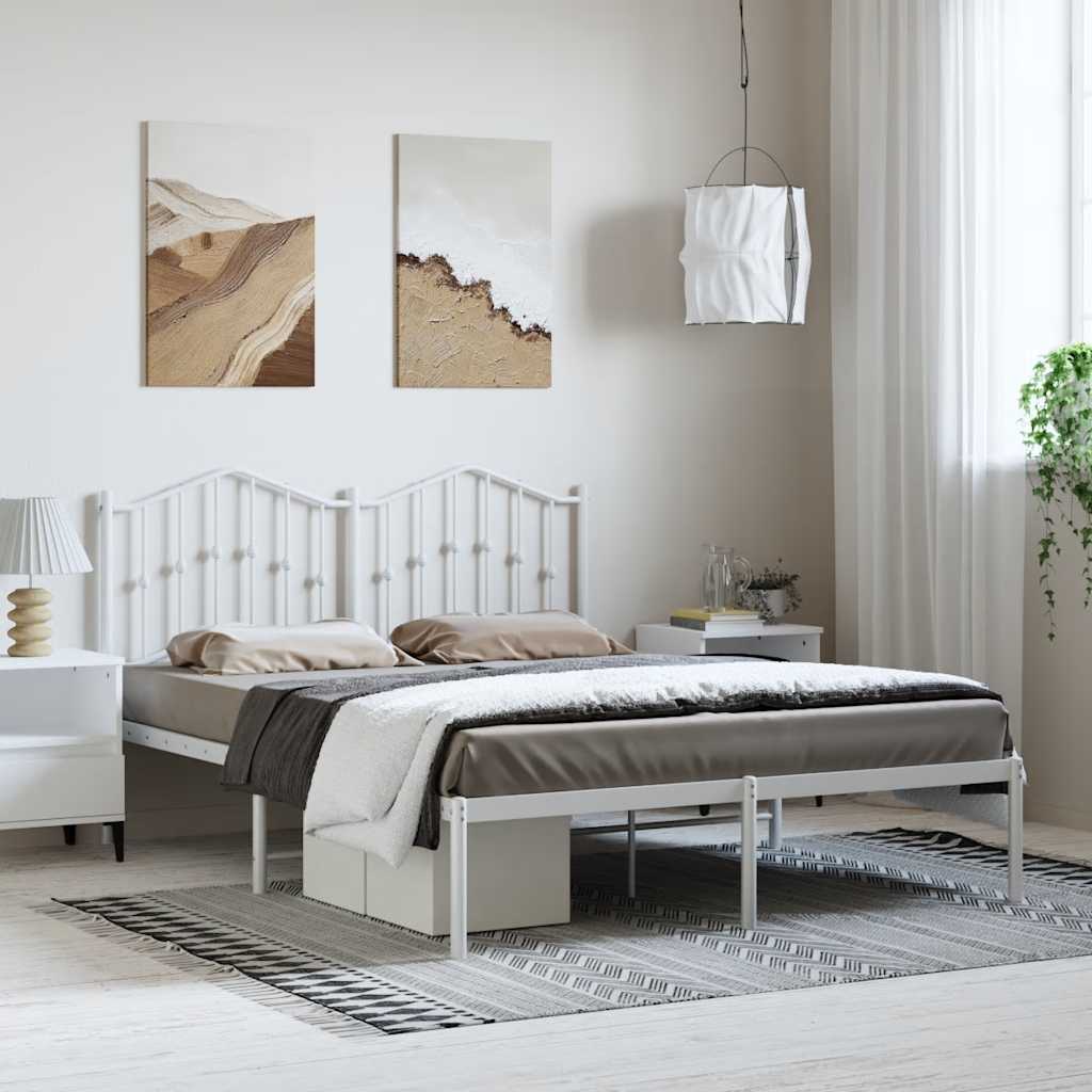 Sängram med huvudgavel metall vit 135x190 cm