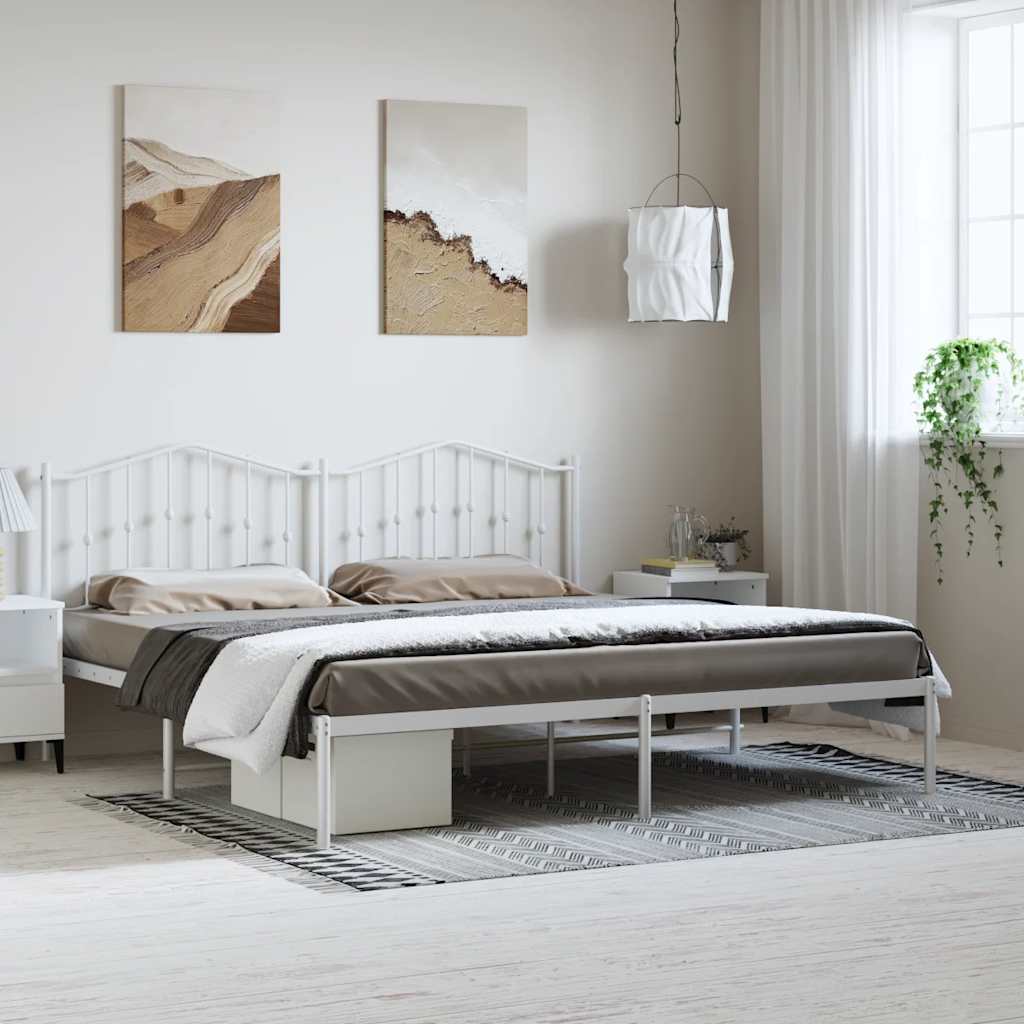 Sängram med huvudgavel metall vit 183x213 cm
