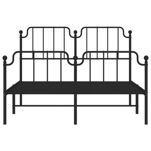 Sängram med huvudgavel och fotgavel svart metall 140x200 cm