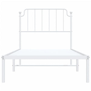 Sängram med huvudgavel metall vit 90x200 cm