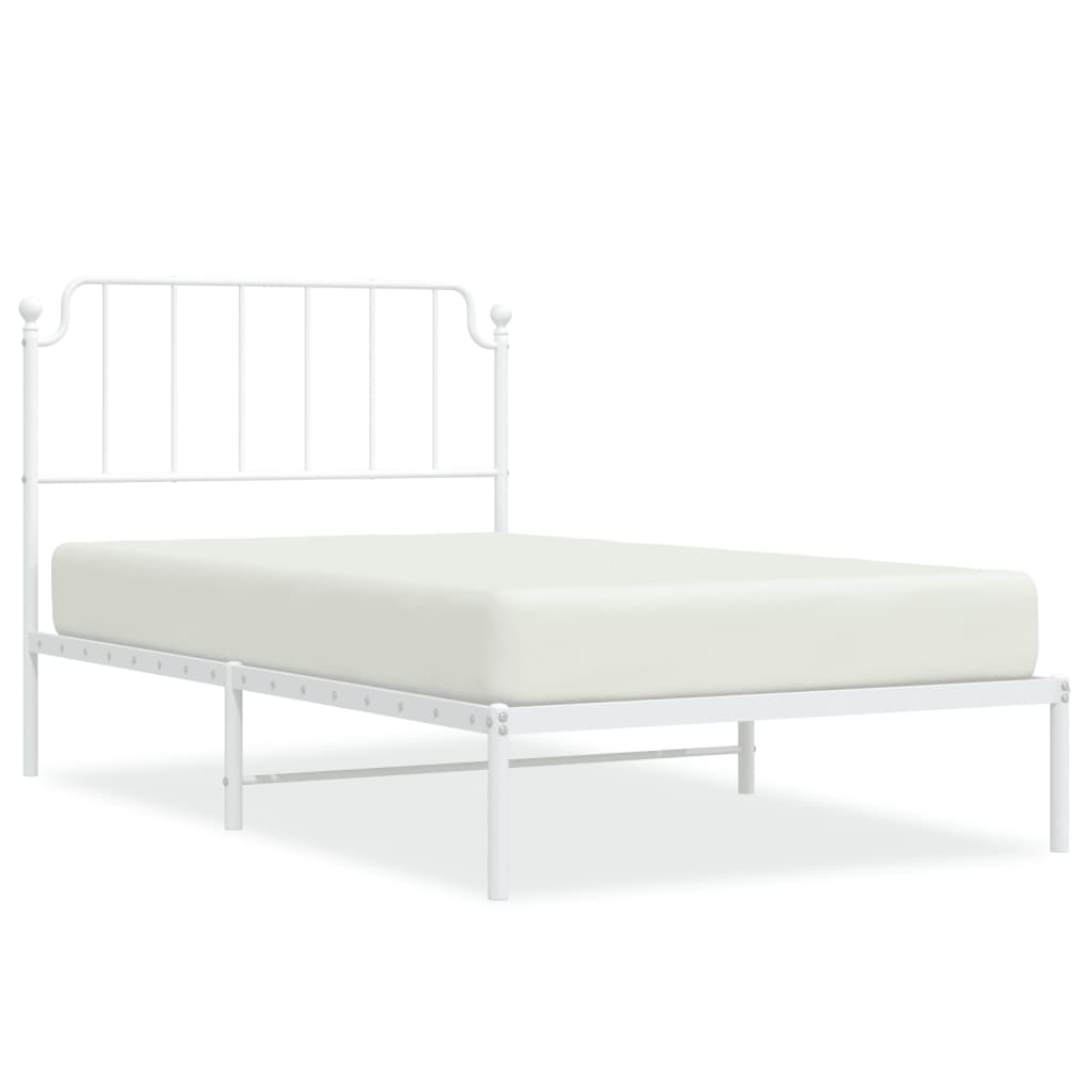 Sängram med huvudgavel metall vit 107x203 cm