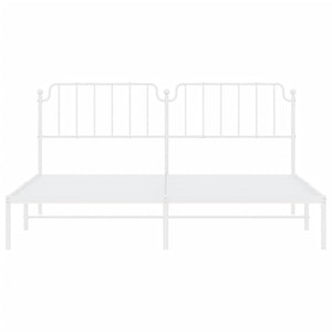 Sängram med huvudgavel metall vit 200x200 cm