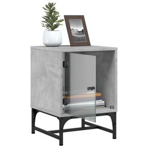 Sängskåp med glasdörrar 2 st betonggrå 35x37x50 cm