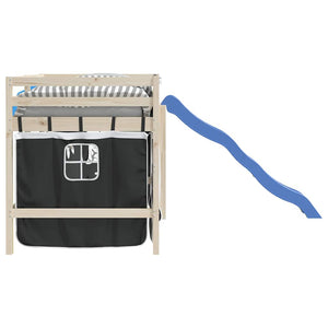 Gardiner för loftsäng vit och svart polyester