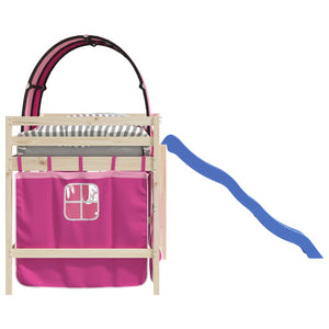 Gardiner för loftsäng med tunnel rosa polyester