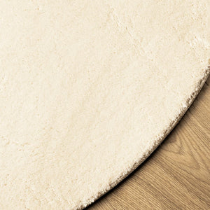 Mjuk matta HUARTE med kort lugg tvättbar gräddvit Ø 200 cm