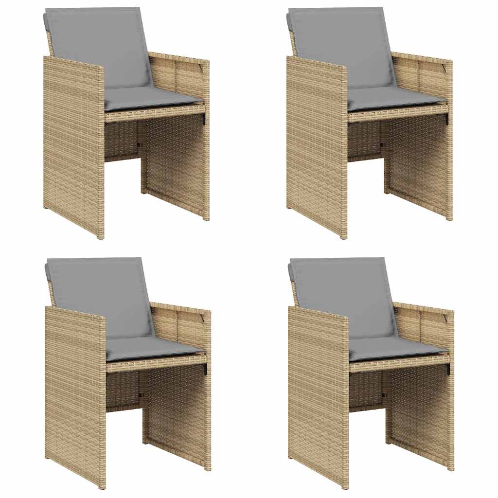 Trädgårdsstolar med dynor 4 st blandad beige konstrotting