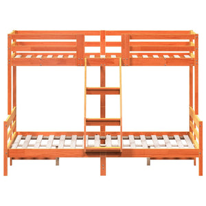 Våningssäng 80x200/140x200 cm vaxbrun massiv furu