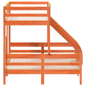 Våningssäng 80x200/140x200 cm vaxbrun massiv furu