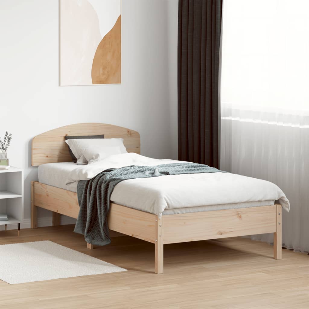 Sängram utan madrass 75x190 cm massiv furu