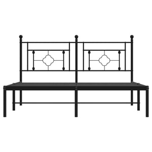 Sängram med huvudgavel metall svart 160x200 cm