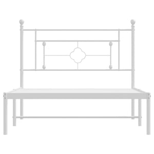 Sängram med huvudgavel metall vit 107x203 cm