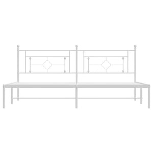 Sängram med huvudgavel metall vit 193x203 cm