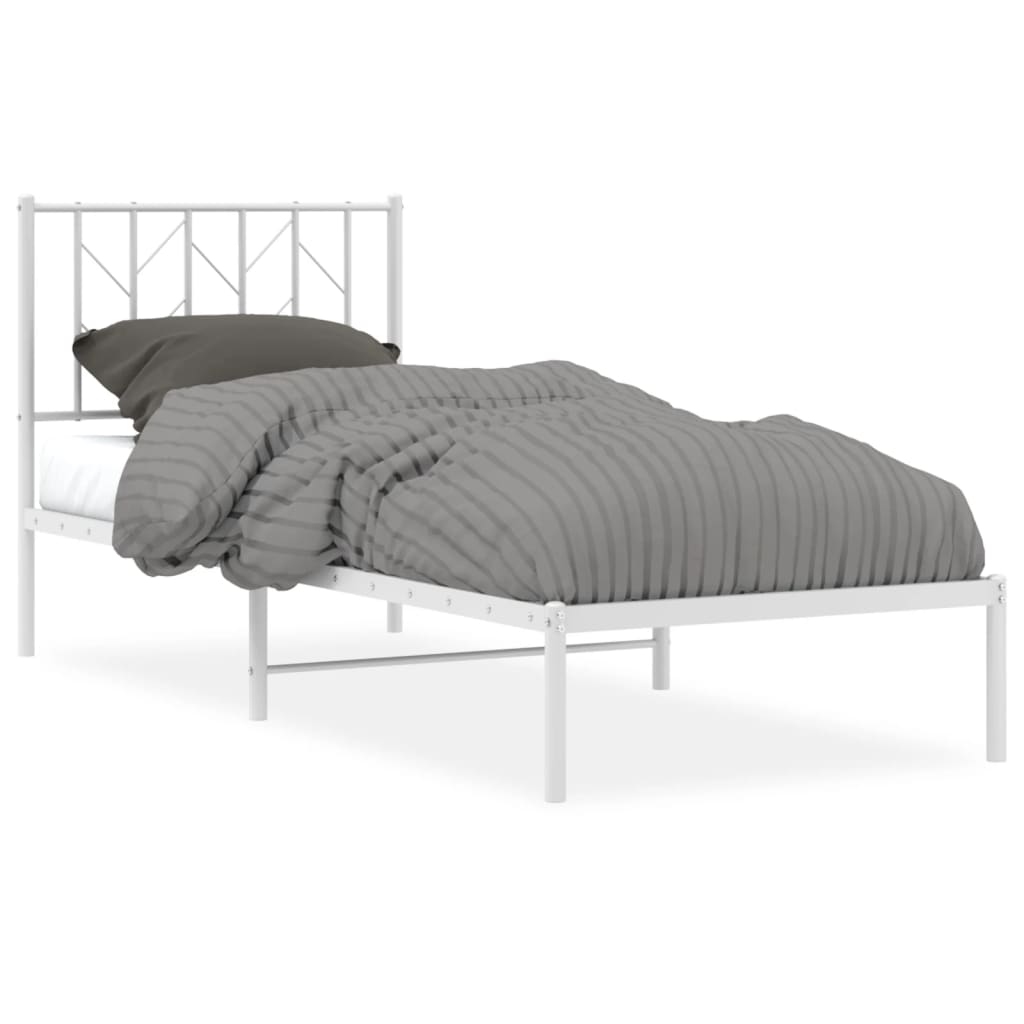 Sängram med huvudgavel metall vit 80x200 cm