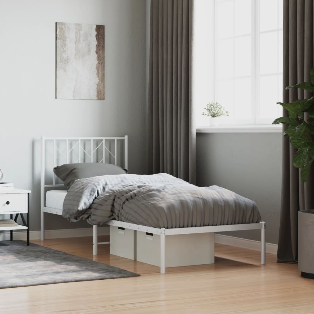 Sängram med huvudgavel metall vit 80x200 cm