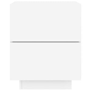 Sängbord med LED-lampor vit konstruerat trä