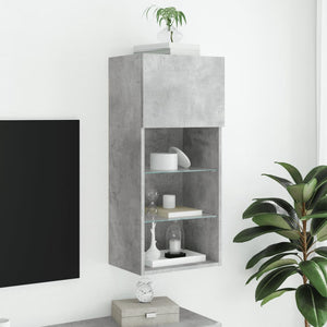 Tv-bänk med LED-belysning betonggrå 40,5x30x90 cm