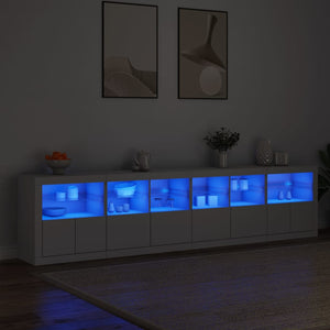 Skänk med LED-belysning vit 283x37x67 cm