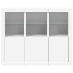 Skänkar med LED-belysning 3 st vit konstruerat trä