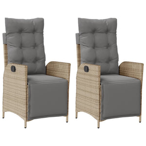 Justerbara trädgårdsstolar 2 st fotstöd mixbeige konstrotting