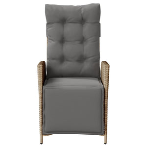 Justerbara trädgårdsstolar 2 st fotstöd mixbeige konstrotting