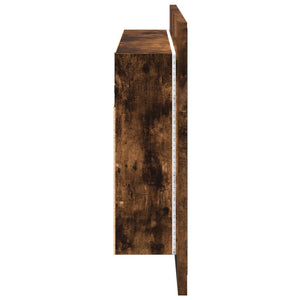 Spegelskåp med LED rökfärgad ek 80x12x45 cm akryl