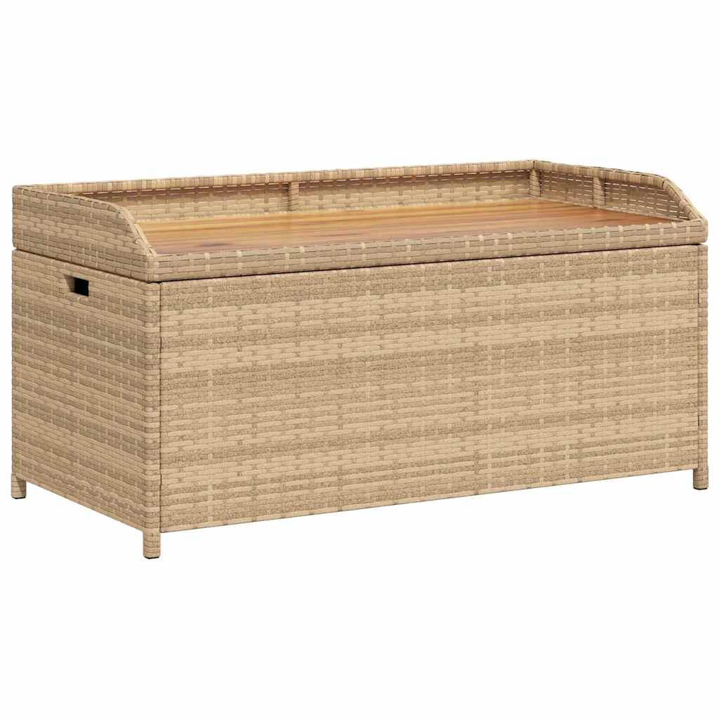 Förvaringsbänk beigemix 100x50x52 cm konstrotting massiv akacia