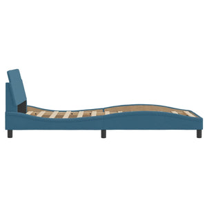 Bed Frame with Headboard "Dover" Blue 80x200 cm Velvet