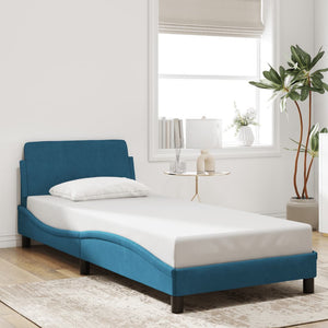 Bed Frame with Headboard "Dover" Blue 80x200 cm Velvet