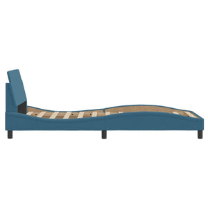 Bed Frame with Headboard "Dover" Blue 90x190 cm Velvet