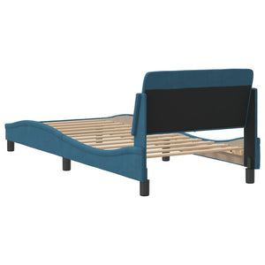 Bed Frame with Headboard "Dover" Blue 90x190 cm Velvet