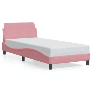 Bed Frame with Headboard "Dover" Pink 90x190 cm Velvet