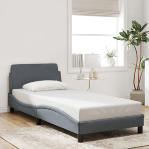 Bed Frame "Dover" Dark Grey 90x200 cm Velvet