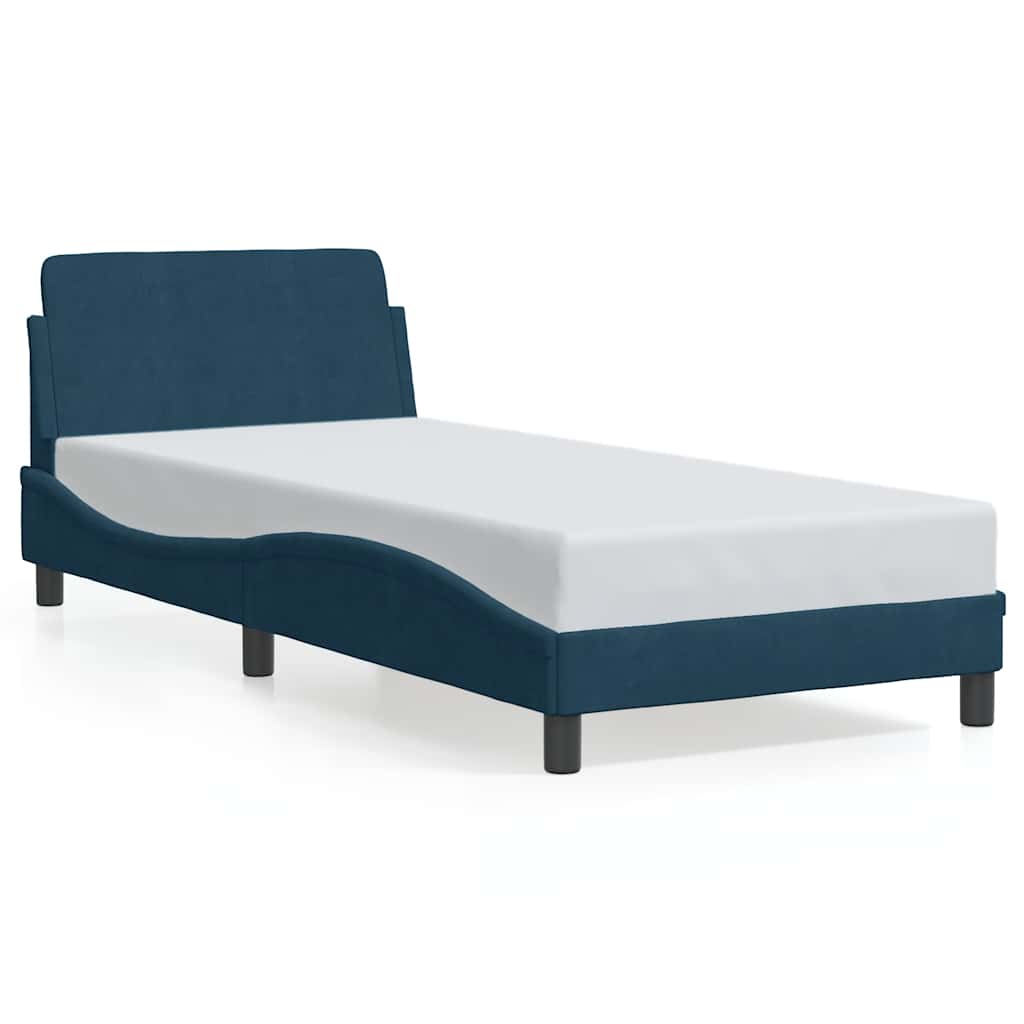 Bed Frame with Headboard "Dover" Blue 90x200 cm Velvet
