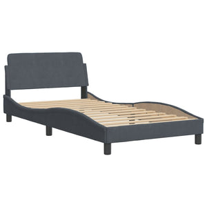 Bed Frame "Dover" Dark Grey 100x200 cm Velvet