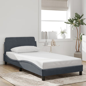 Bed Frame "Dover" Dark Grey 100x200 cm Velvet