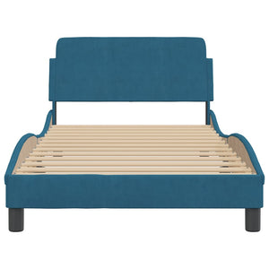 Bed Frame with Headboard "Dover" Blue 100x200 cm Velvet