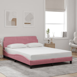 Bed Frame with Headboard "Dover" Pink 120x200 cm Velvet