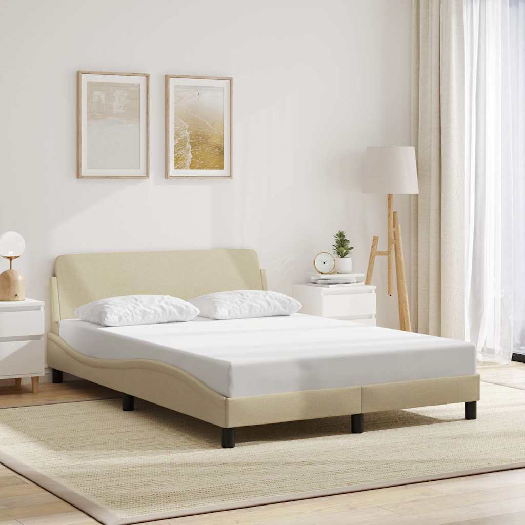 Bed Frame "Dover" Cream 140x190 cm Fabric