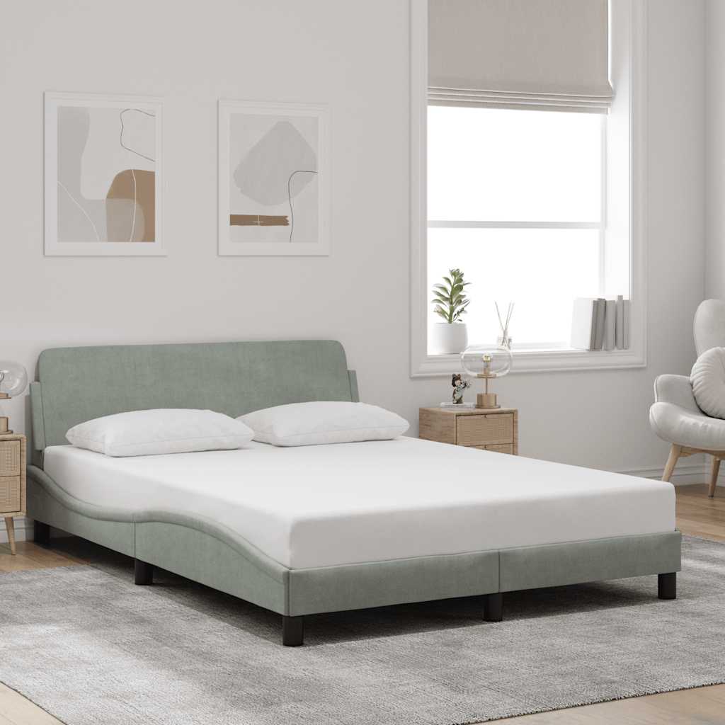 Bed Frame "Dover" Light Grey 140x190 cm Velvet